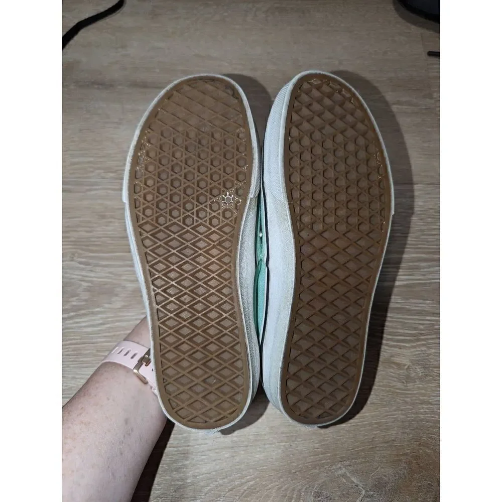 VANS Women Sz 7.5 M Green Lace Up Fashion‎ Sneakers Fabric Shoe